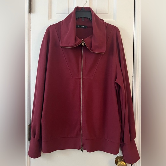 EFAN Women's Wine Color Oversized Full Zip Up Midweight Sweatshirt. Size: XL. - Picture 2 of 8